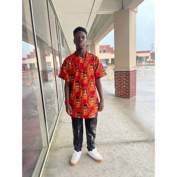 Igbo Traditional men top wedding African Ankara Isi - Agu wears,African attire - Picture 1 of 5